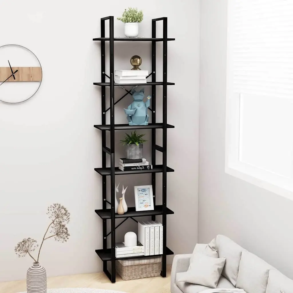 Black Storage Shelf 60x30x210 cm Bookcase Display Stand