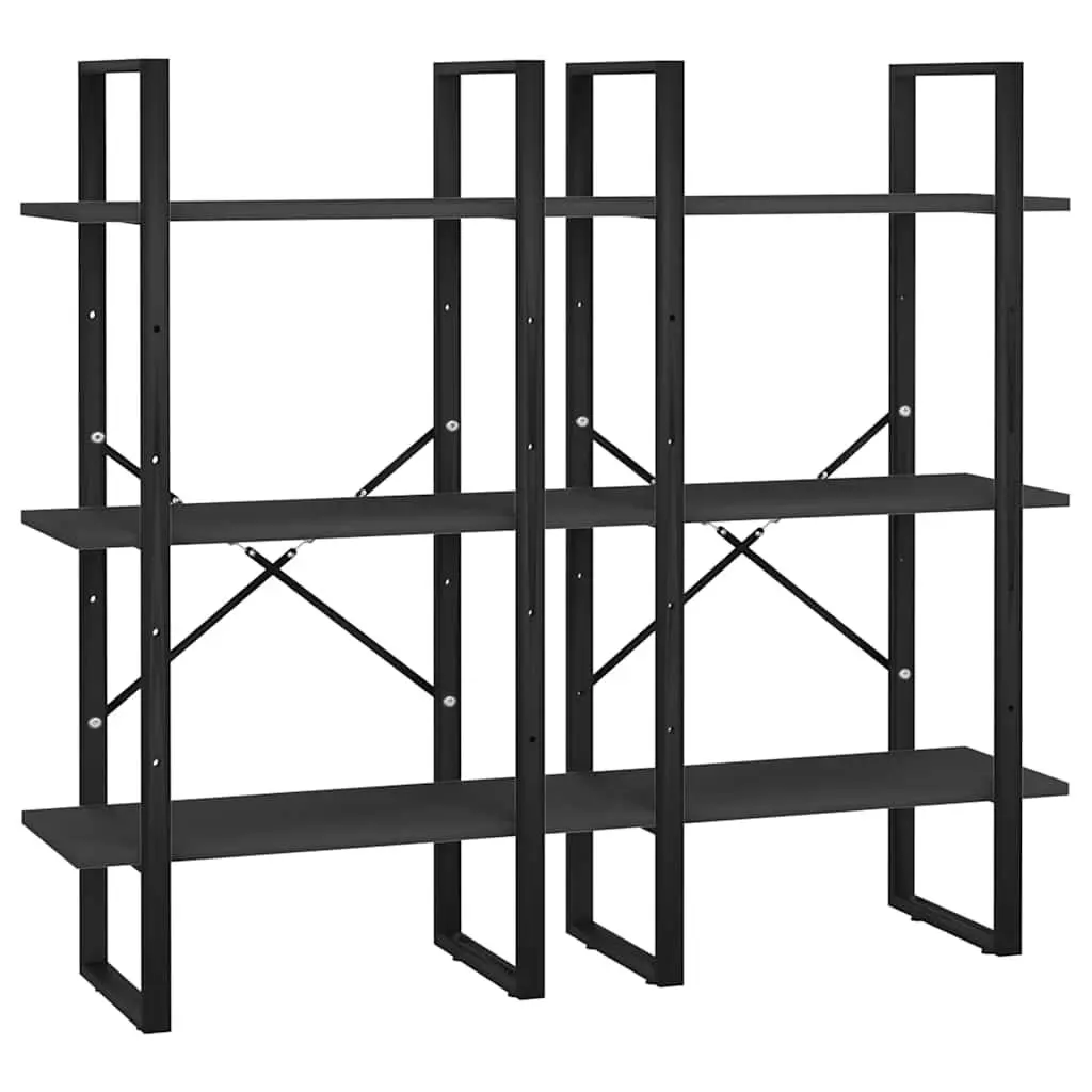 Black Storage Shelf 60x30x210 cm Bookcase Display Stand