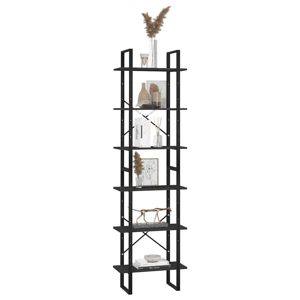 Black Storage Shelf 60x30x210 cm Bookcase Display Stand