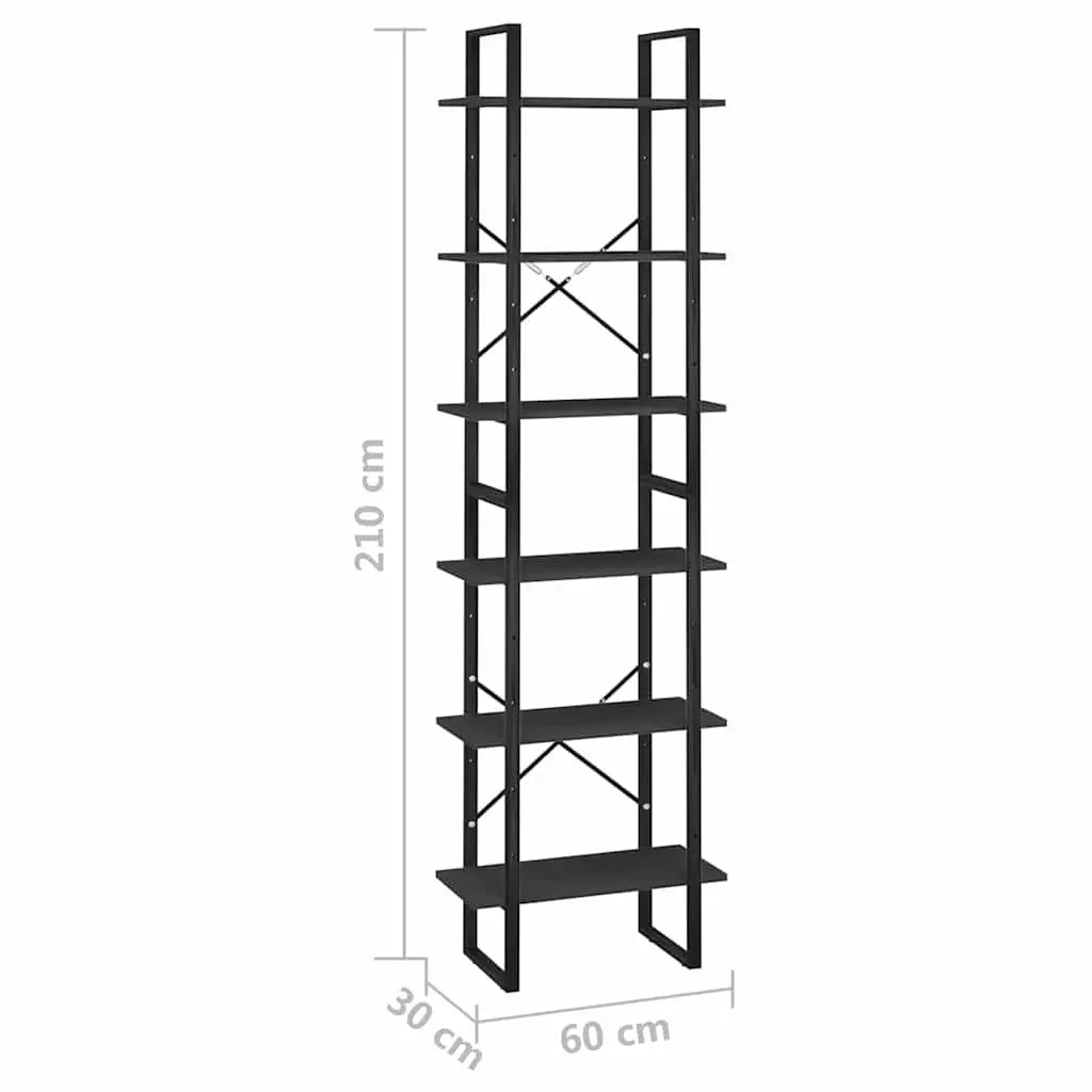 Black Storage Shelf 60x30x210 cm Bookcase Display Stand