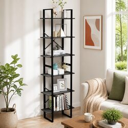 Grey Bookcase Shelving Unit for Home and Kitchen