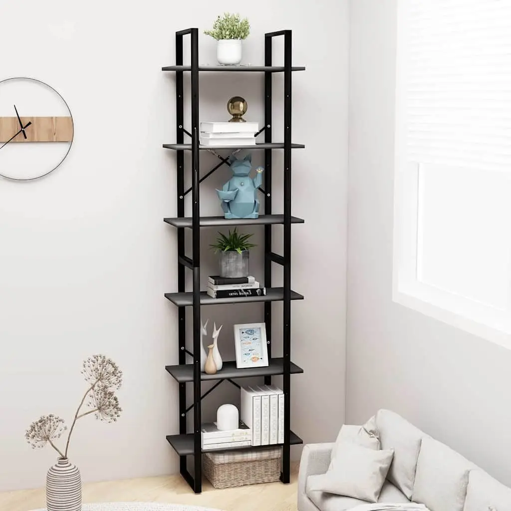 Grey Bookcase Shelving Unit for Home and Kitchen