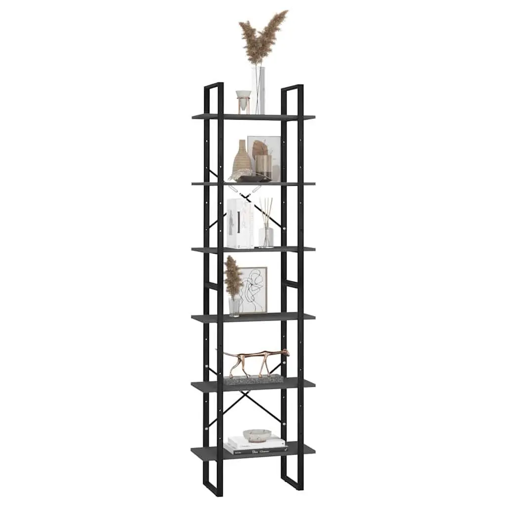 Grey Bookcase Shelving Unit for Home and Kitchen