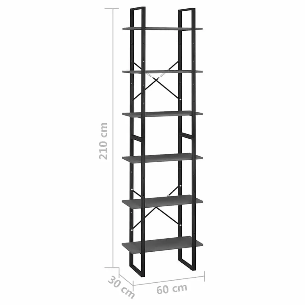 Grey Bookcase Shelving Unit for Home and Kitchen