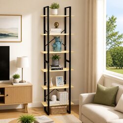 Wooden Bookcase 60x30x210 cm Storage Shelf Display Unit