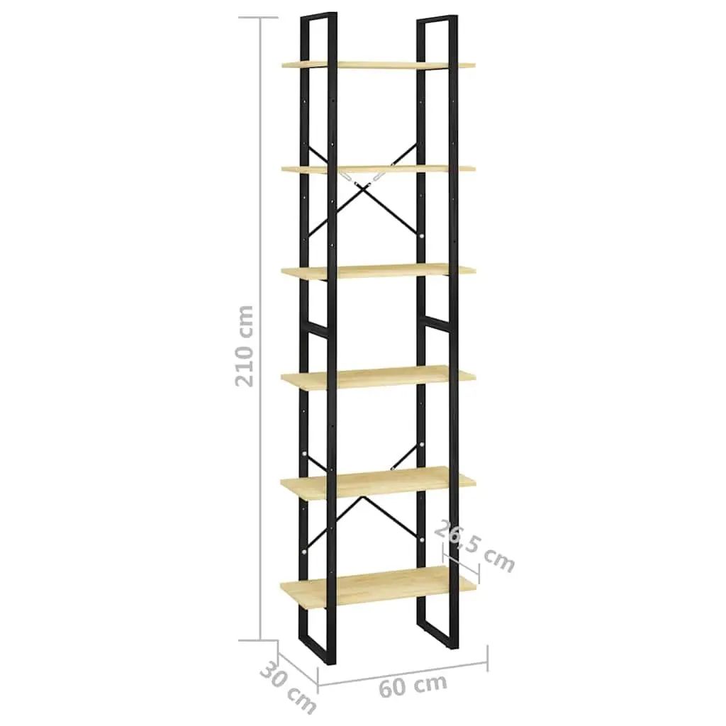 Wooden Bookcase 60x30x210 cm Storage Shelf Display Unit