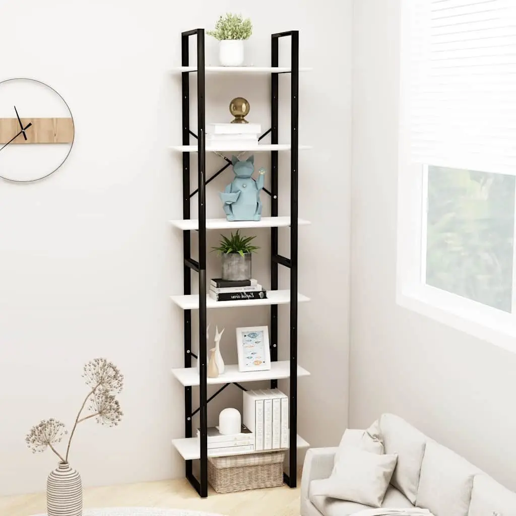 White Standing Bookcase Storage Shelf 60x30x210 cm