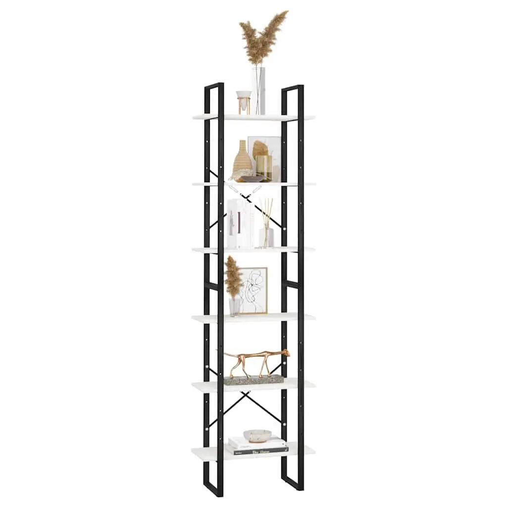 White Standing Bookcase Storage Shelf 60x30x210 cm