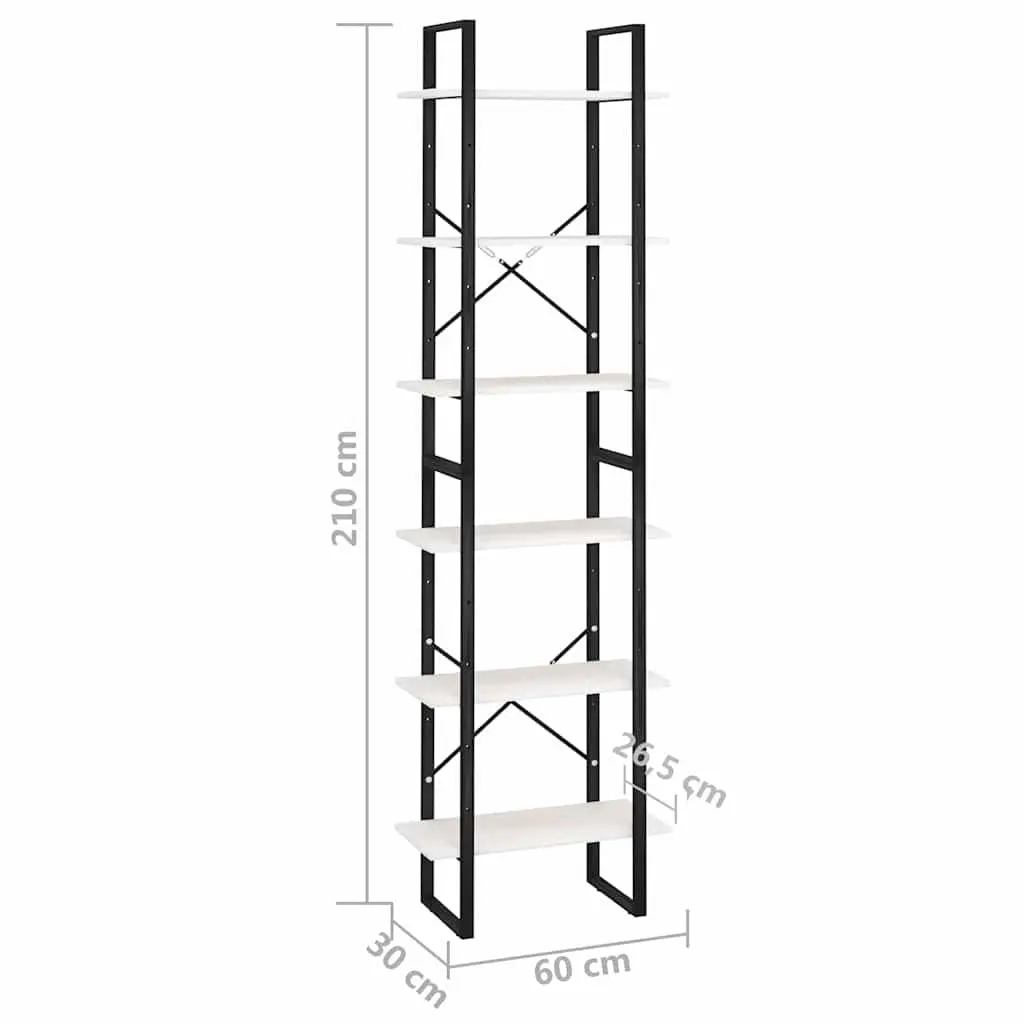 White Standing Bookcase Storage Shelf 60x30x210 cm