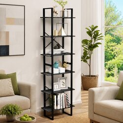 Grey Standing Bookcase Storage Shelf 60x30x210cm