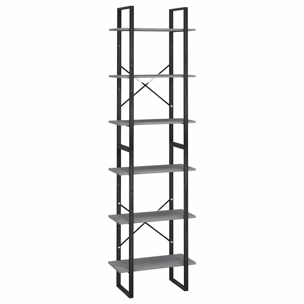 Grey Standing Bookcase Storage Shelf 60x30x210cm