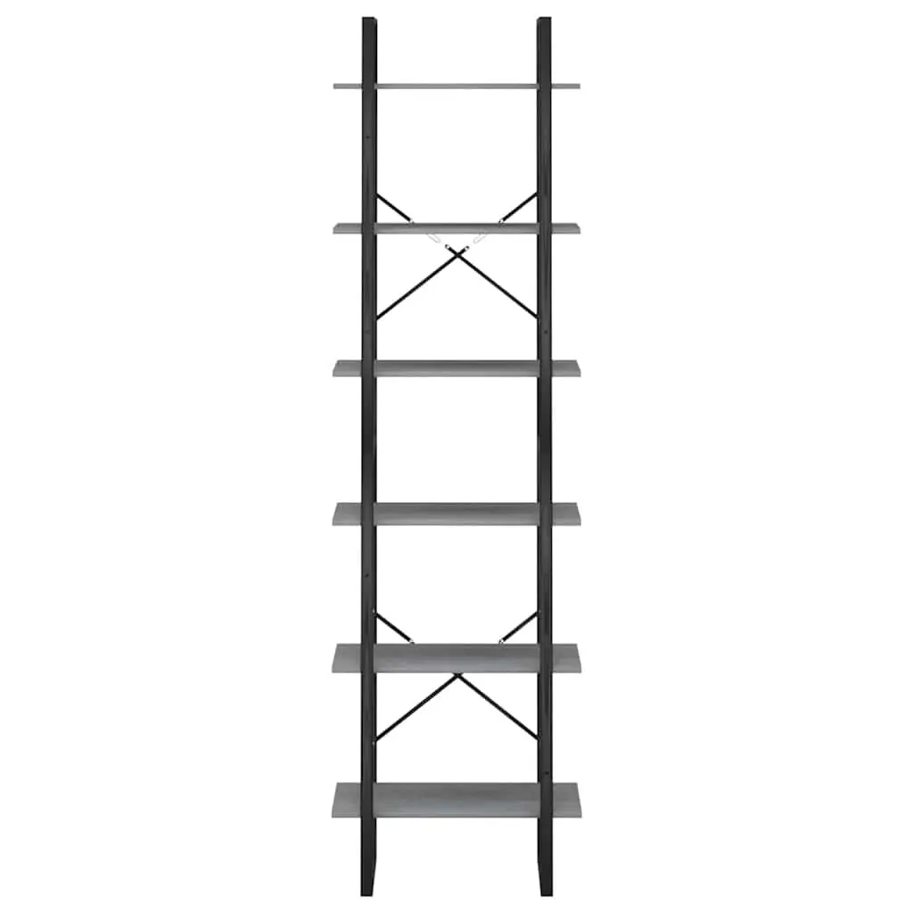 Grey Standing Bookcase Storage Shelf 60x30x210cm