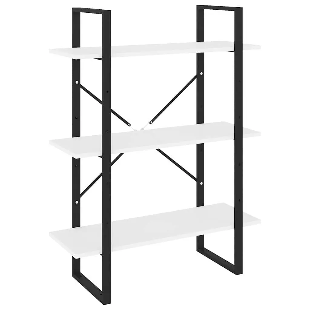 White Book Cabinet Shelving Unit 3 Shelves Engineered Wood and Metal Frame