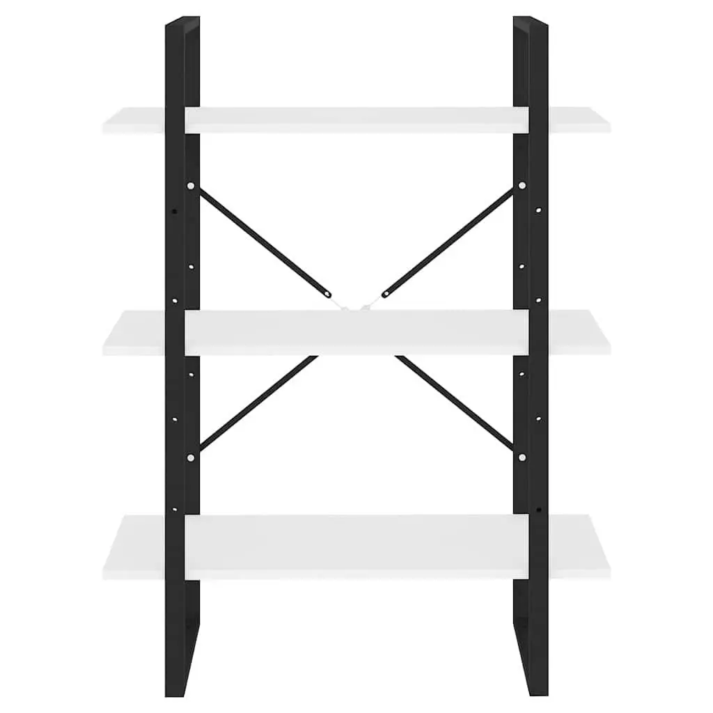 White Book Cabinet Shelving Unit 3 Shelves Engineered Wood and Metal Frame