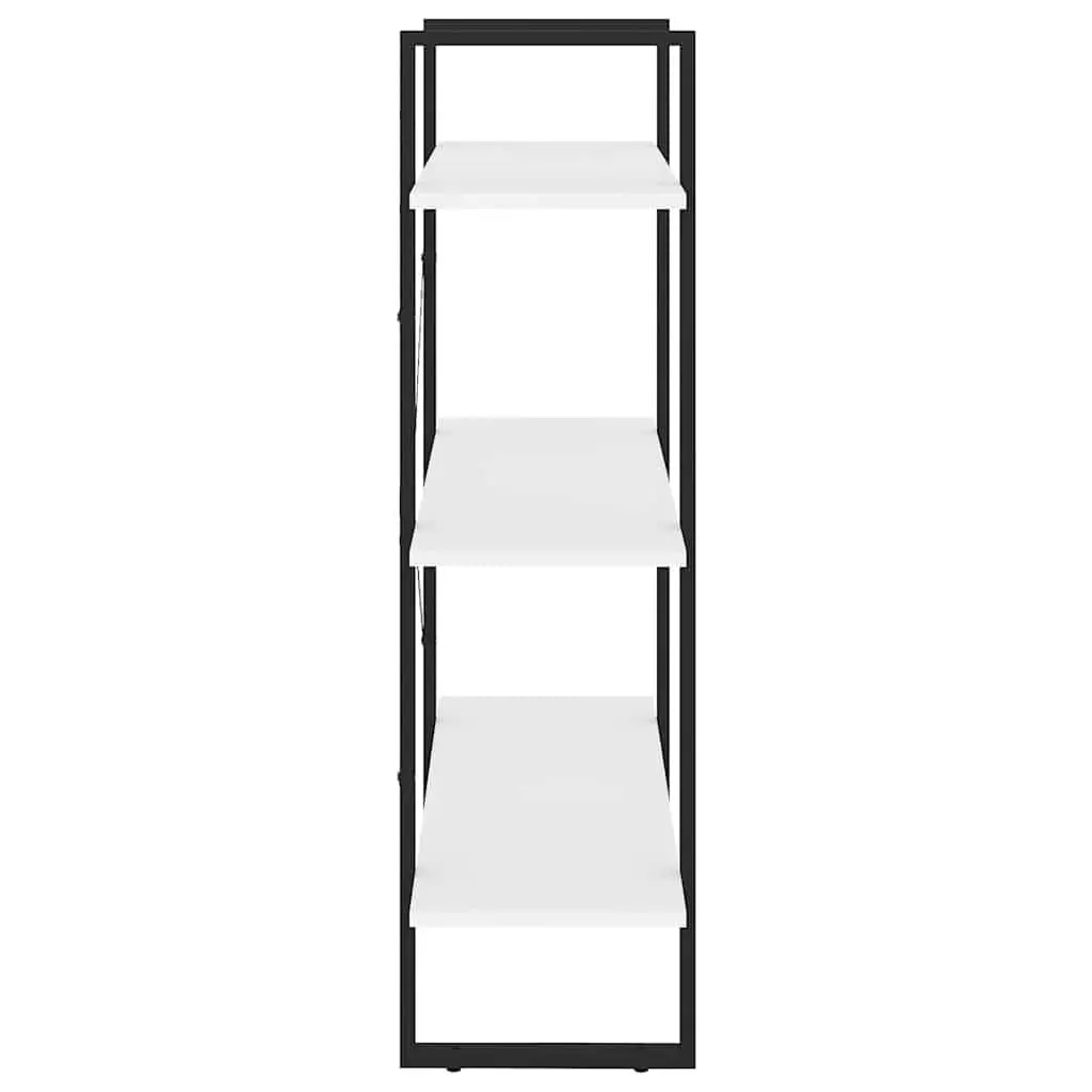 White Book Cabinet Shelving Unit 3 Shelves Engineered Wood and Metal Frame