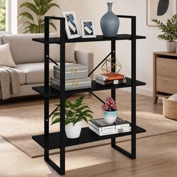 Black Book Cabinet with 3 Open Shelves