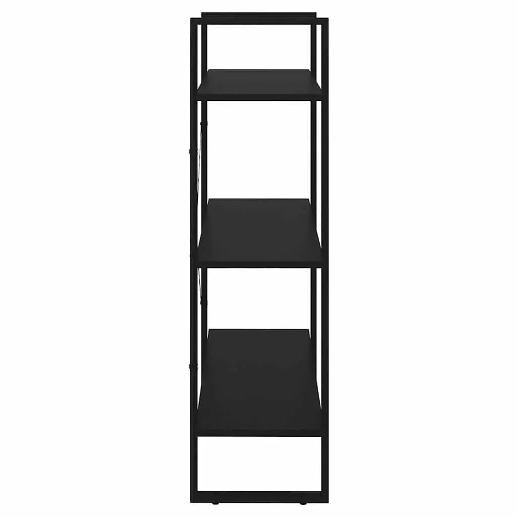 Book Cabinet Black 3 Shelf Storage Shelving Unit Engineered Wood and Metal Frame