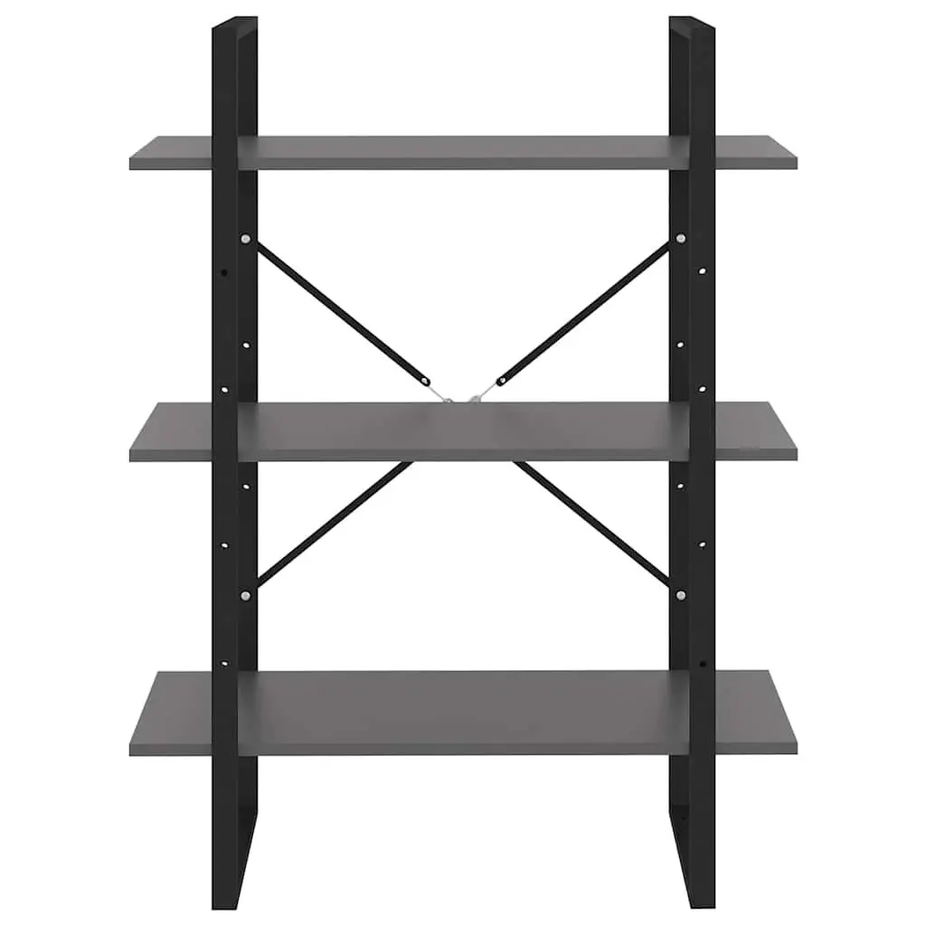 Book Cabinet Grey Engineered Wood and Metal 80W x 30D x 105H cm Storage Shelving Unit