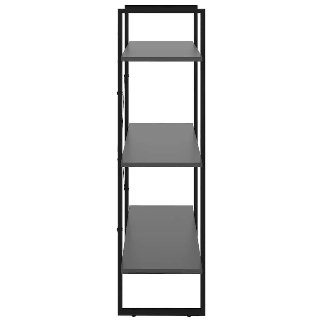Book Cabinet Grey Engineered Wood and Metal 80W x 30D x 105H cm Storage Shelving Unit