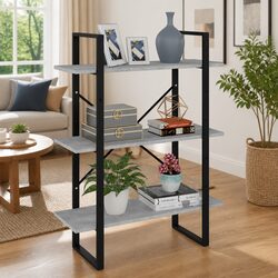 Grey Concrete Style Book Cabinet with 3 Shelves