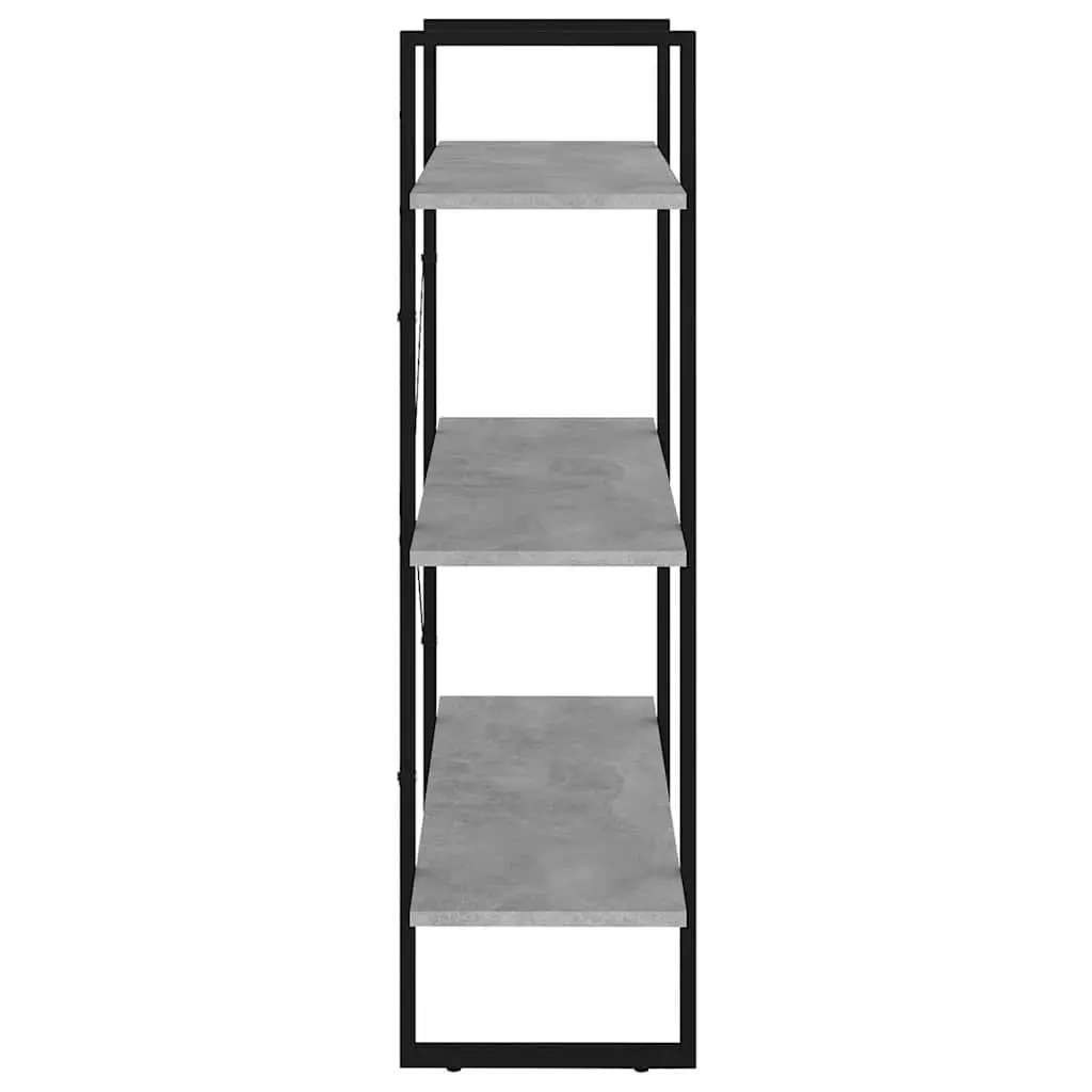 Book Cabinet Grey Concrete Style 3 Shelves Engineered Wood Storage Unit