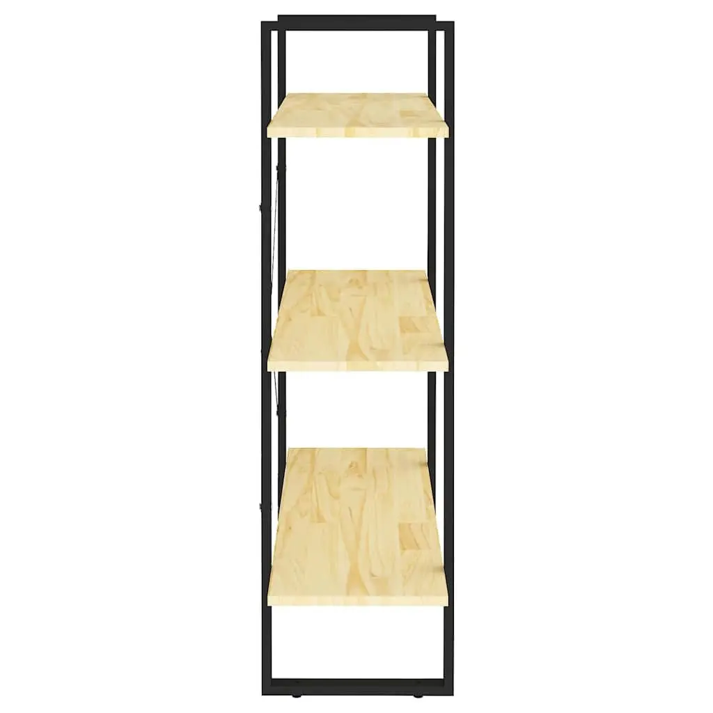 3-Tier Book Cabinet Brown Solid Pine Wood Shelving Unit Storage Display Bookcase