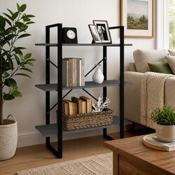 3-Tier Grey Wooden Book Cabinet for Cozy Living Spaces