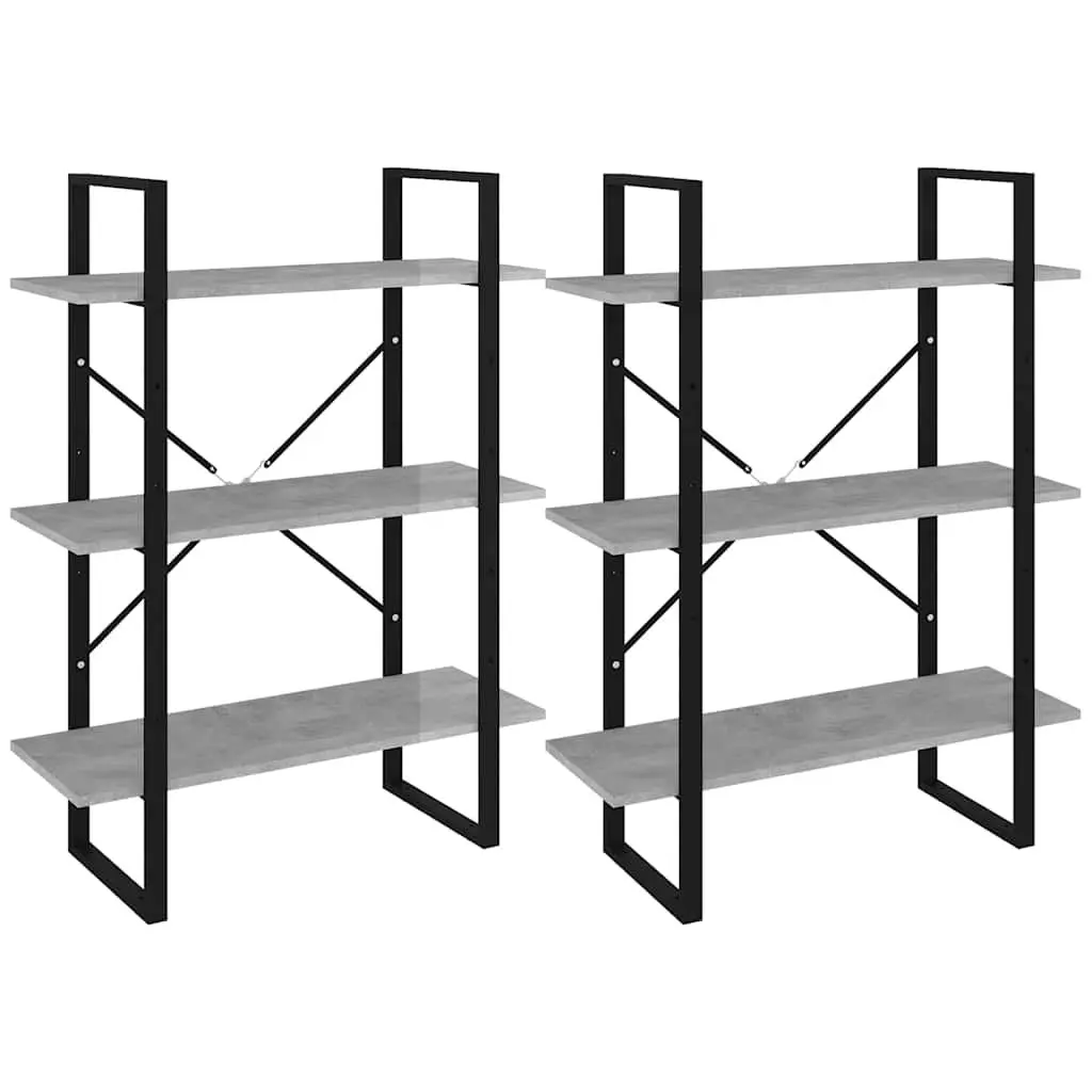 High Cabinet Grey Storage Bookcase Shelving Unit Engineered Wood Industrial Look 6 Shelves