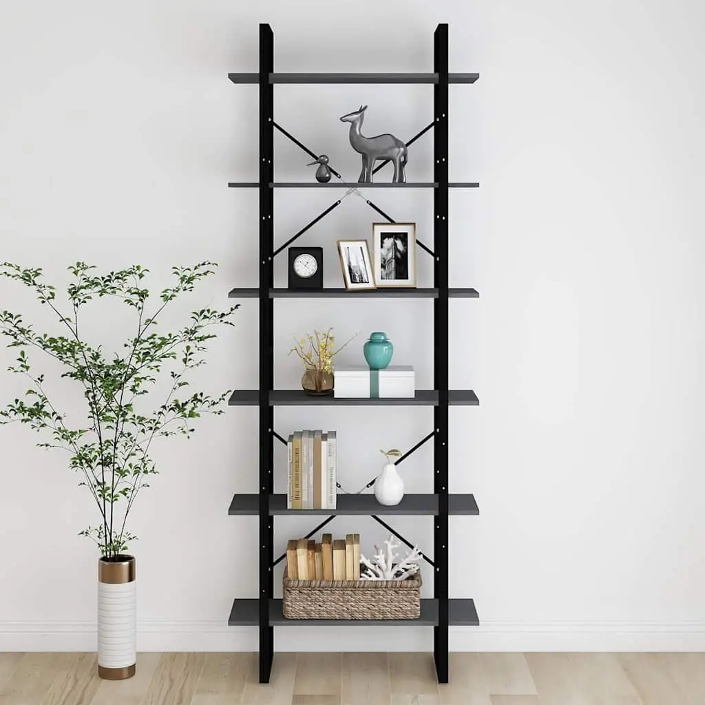High Cabinet Shelving Unit in Grey 80x30x210 cm