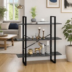 Grey Book Cabinet with Metal Frame for Stylish Storage