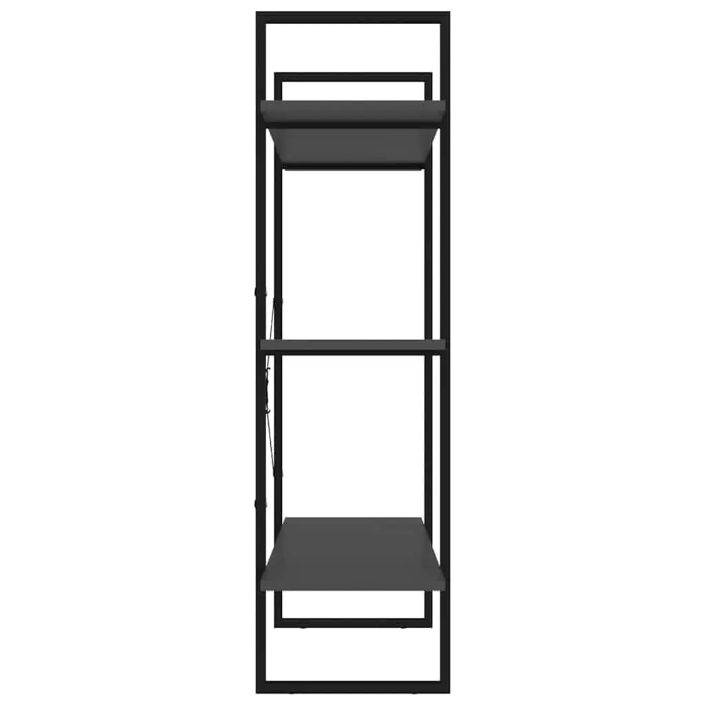 Grey Book Cabinet with Metal Frame Storage Shelving Unit Modern Industrial