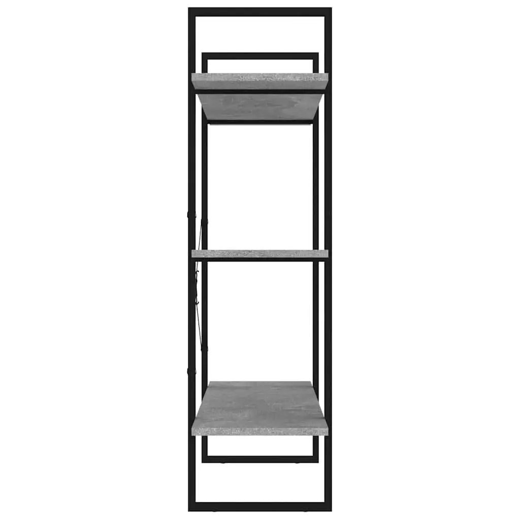 Storage Unit Bookshelf Grey Engineered Wood Industrial Style 3 Shelves 105cm Height 100cm Width 30cm Depth