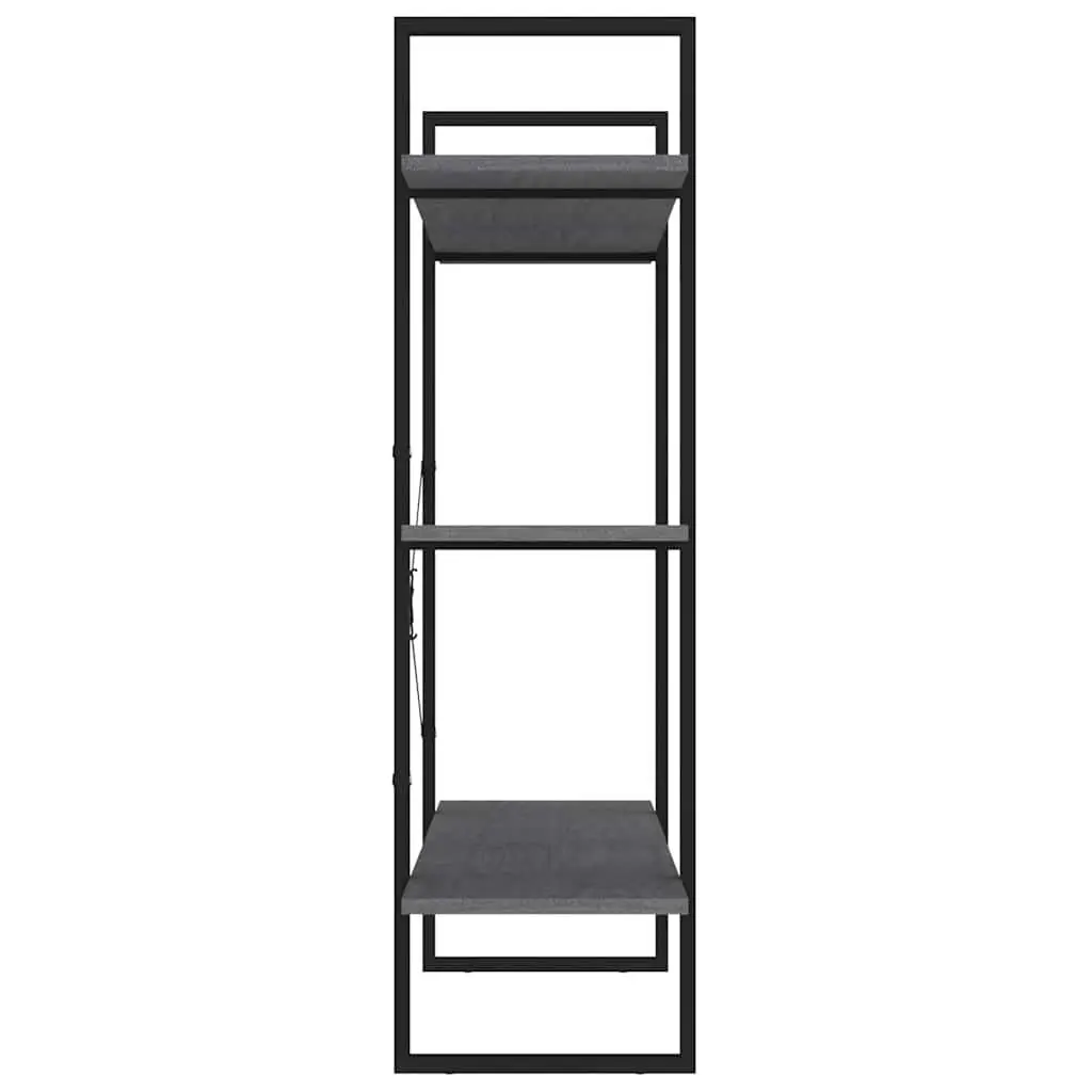 3-Tier Book Cabinet in Grey Solid Pine Wood