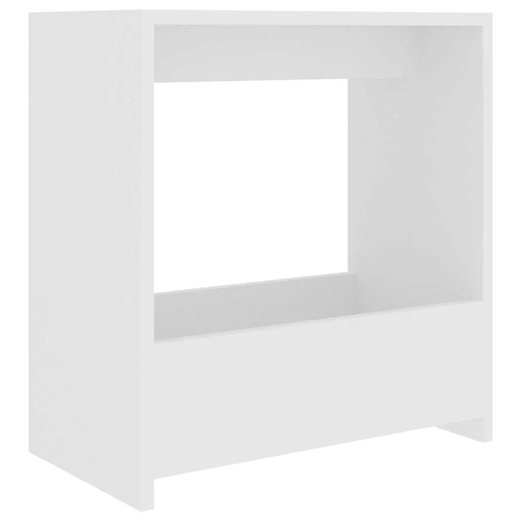 End Table White Modern Side Table with Open Storage Compartment Engineered Wood 50 x 26 x 50 cm