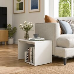 Modern White End Table with Storage for Your Living Space