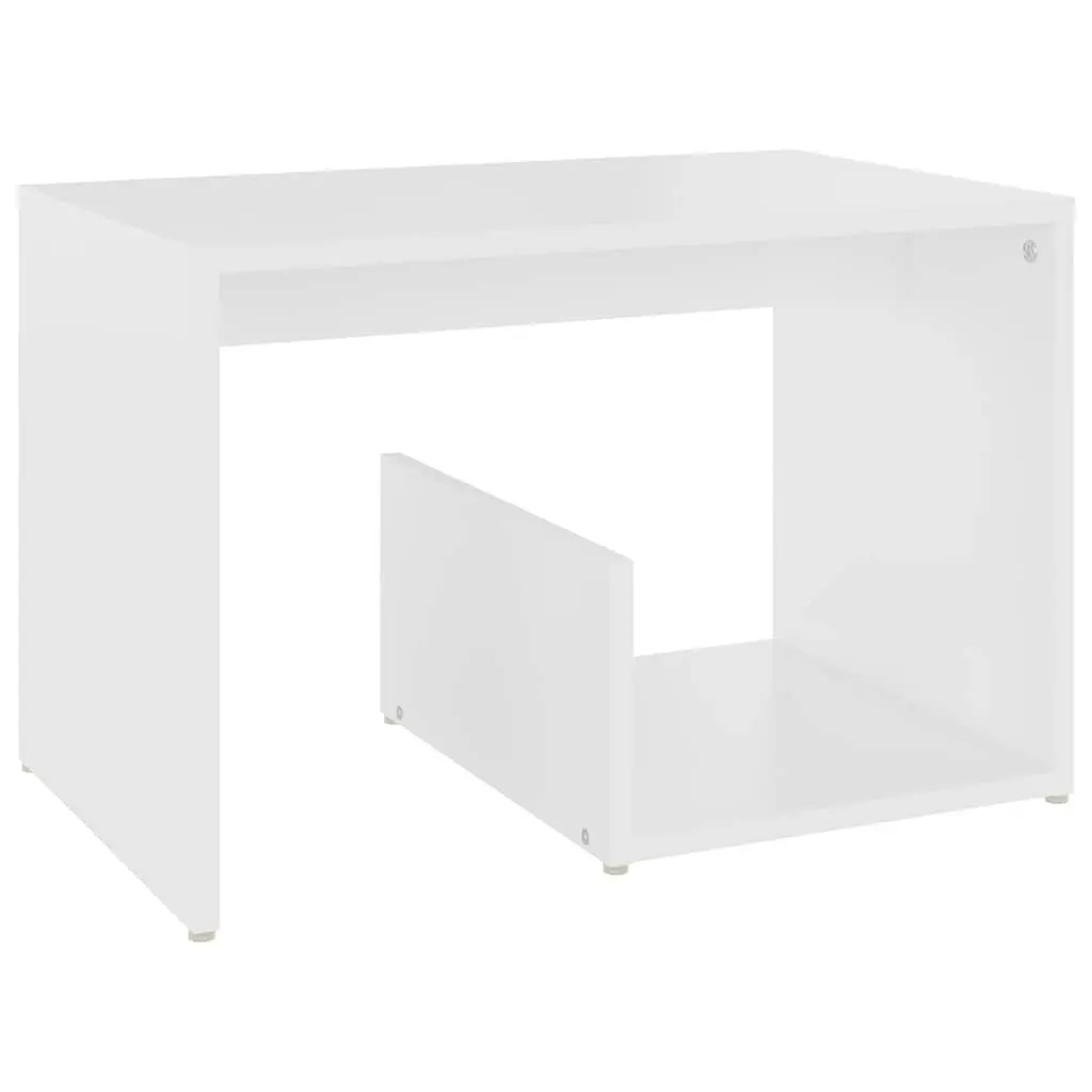 End Table White Modern Storage 59 x 36 x 38 cm Engineered Wood
