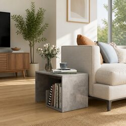 Grey Storage Side Table for Modern Living Spaces