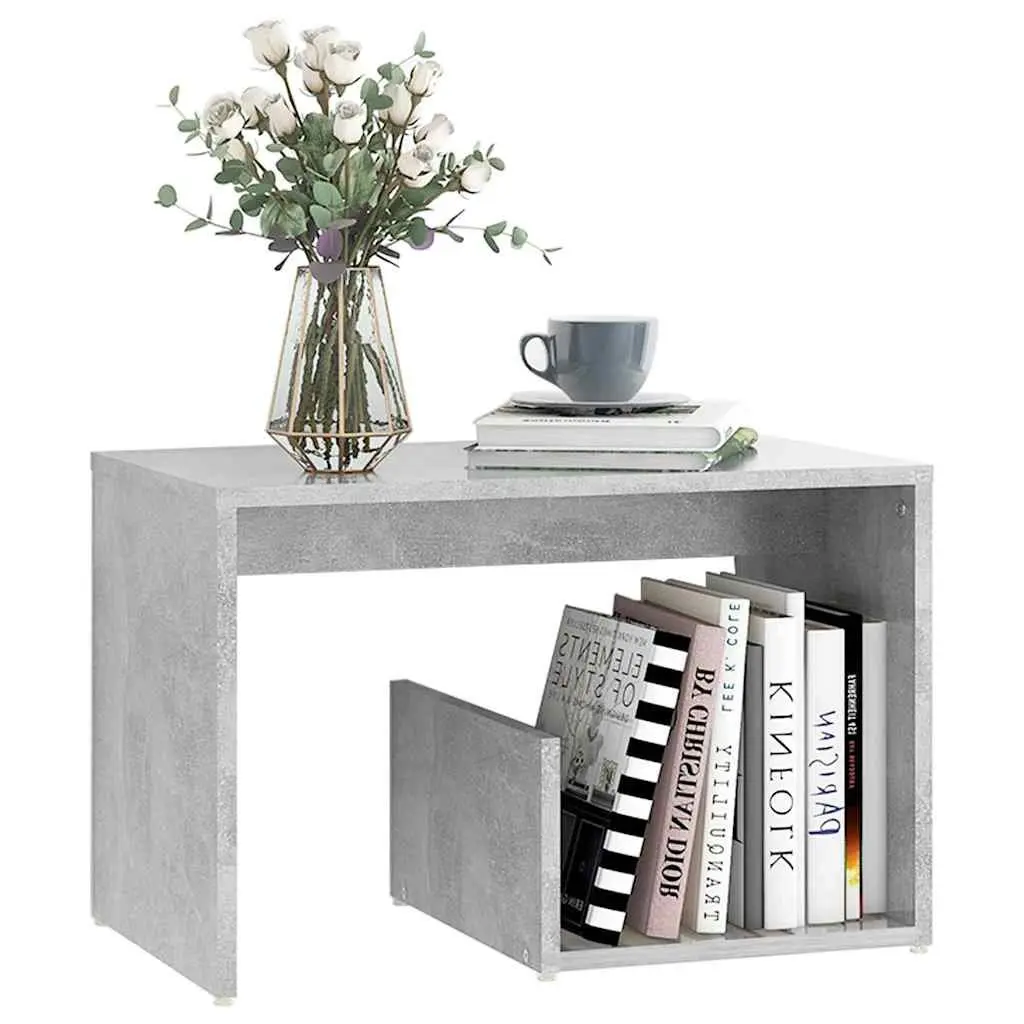 End Table Grey Modern Accent Side Coffee Table Engineered Wood 59W x 36D x 38H cm