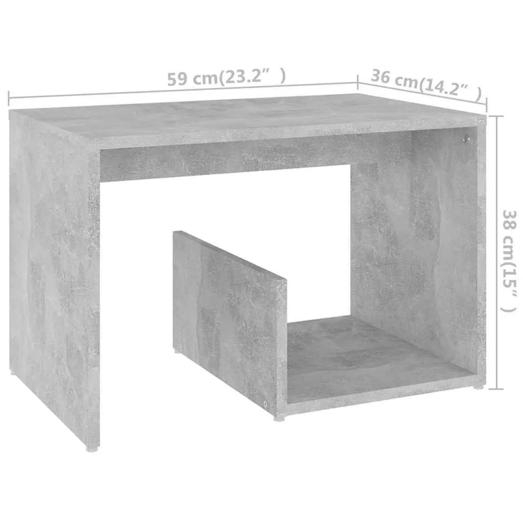 End Table Grey Modern Accent Side Coffee Table Engineered Wood 59W x 36D x 38H cm