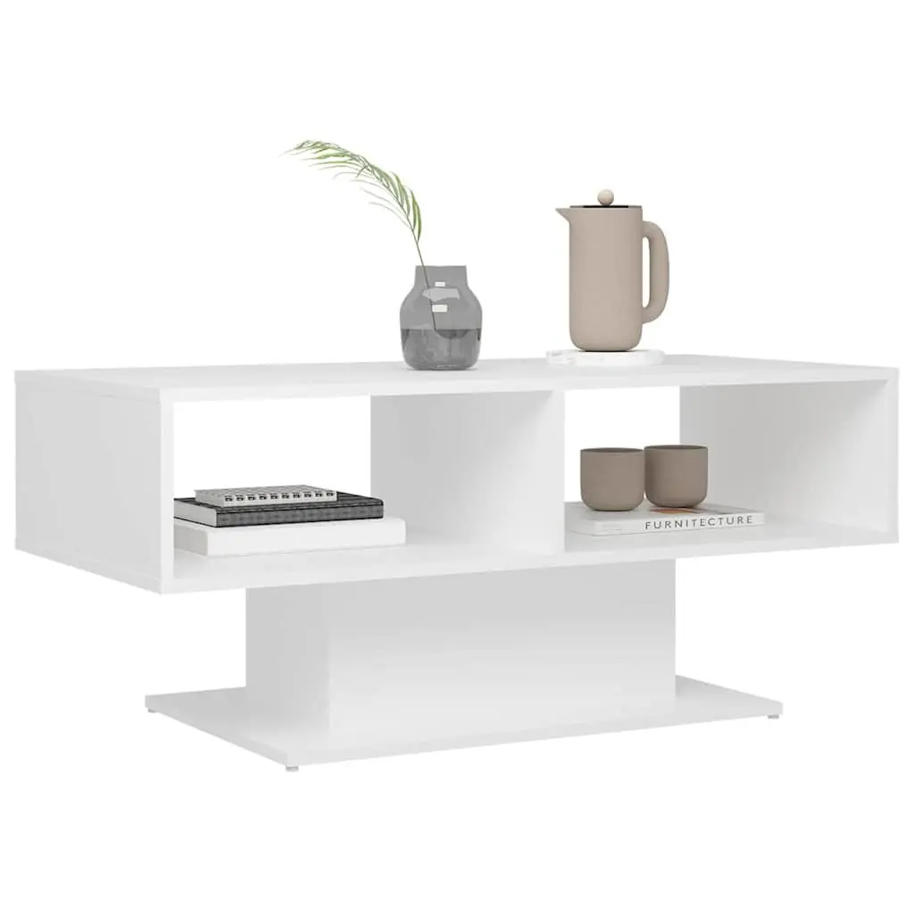 Coffee Table White Modern 103.5 x 50 x 44.5 cm Engineered Wood