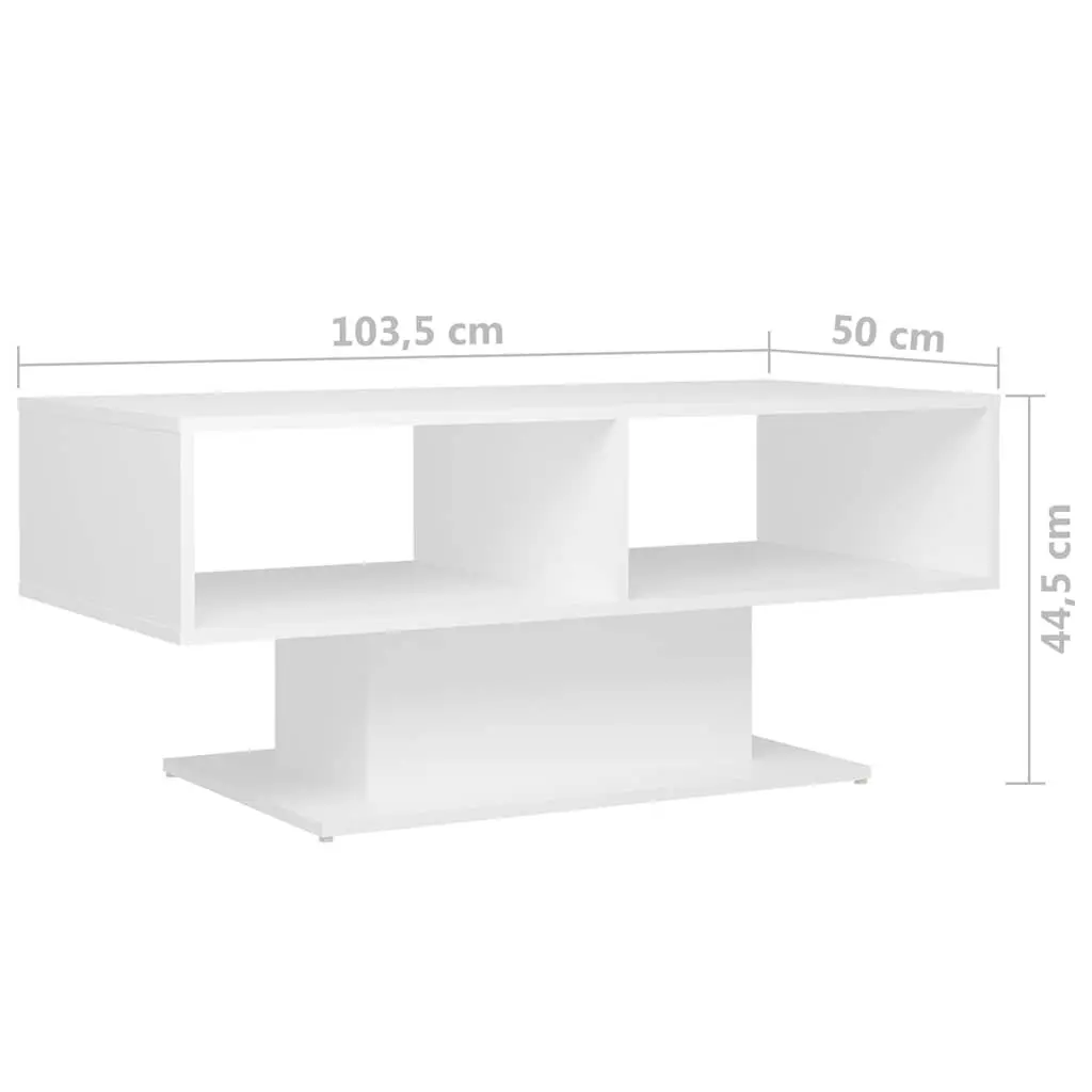 Coffee Table White Modern 103.5 x 50 x 44.5 cm Engineered Wood