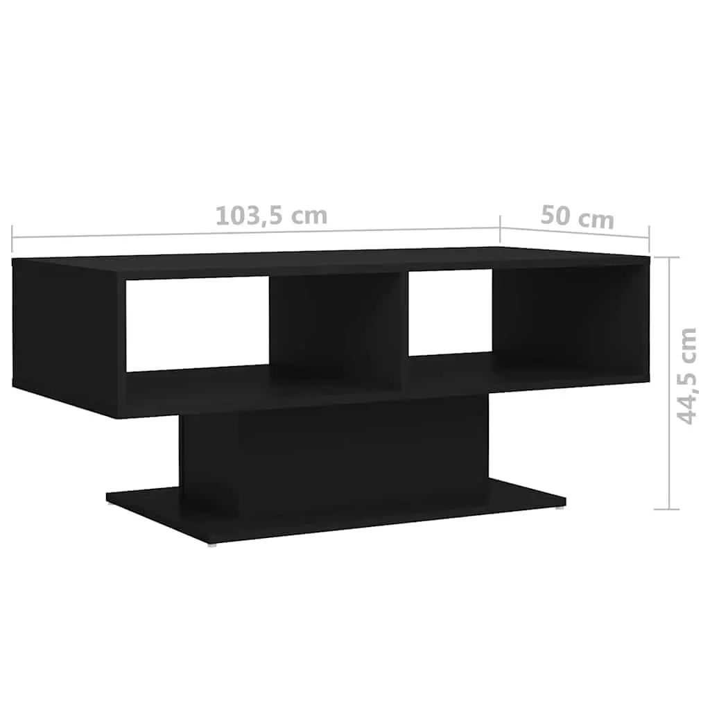Coffee Table Black Modern 103.5 x 50 x 44.5 cm Engineered Wood