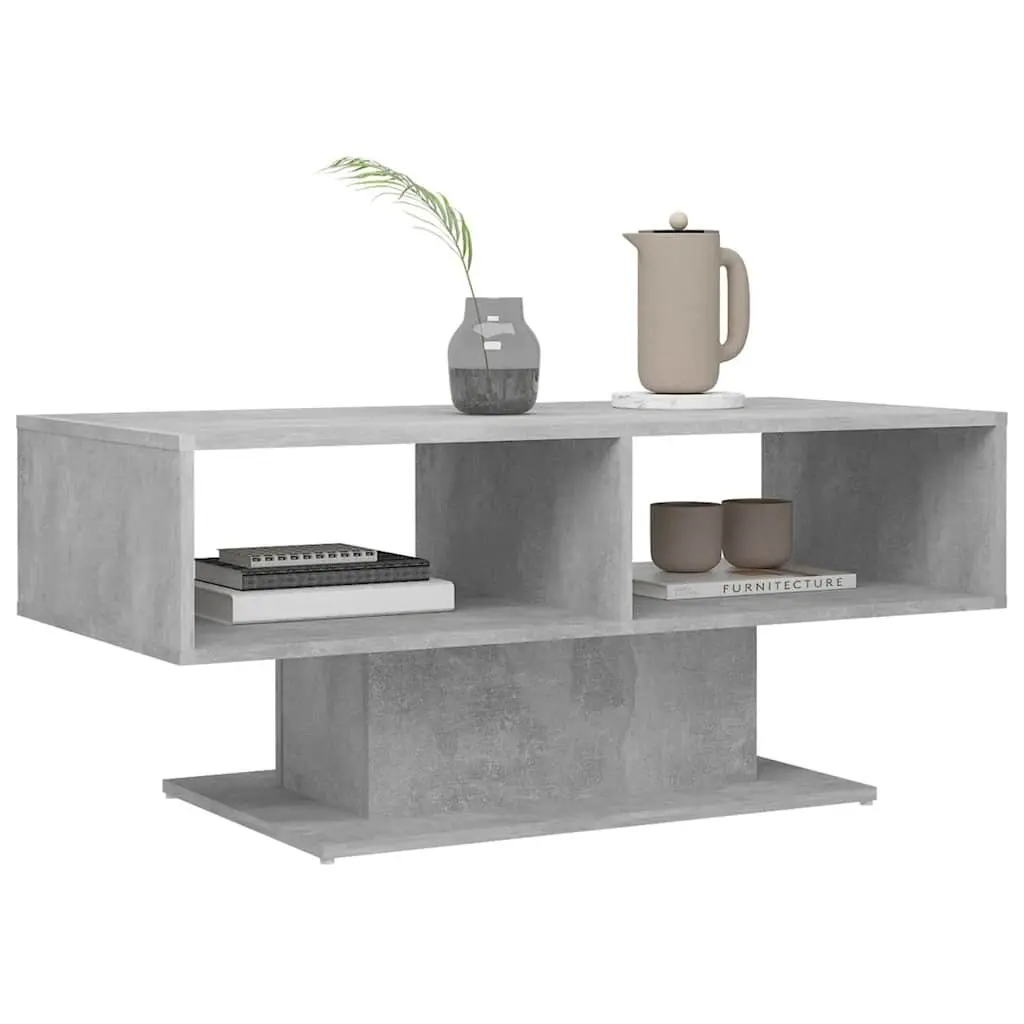 Coffee Table Grey Storage Shelf Modern Engineered Wood 103.5 x 50 x 44.5 cm