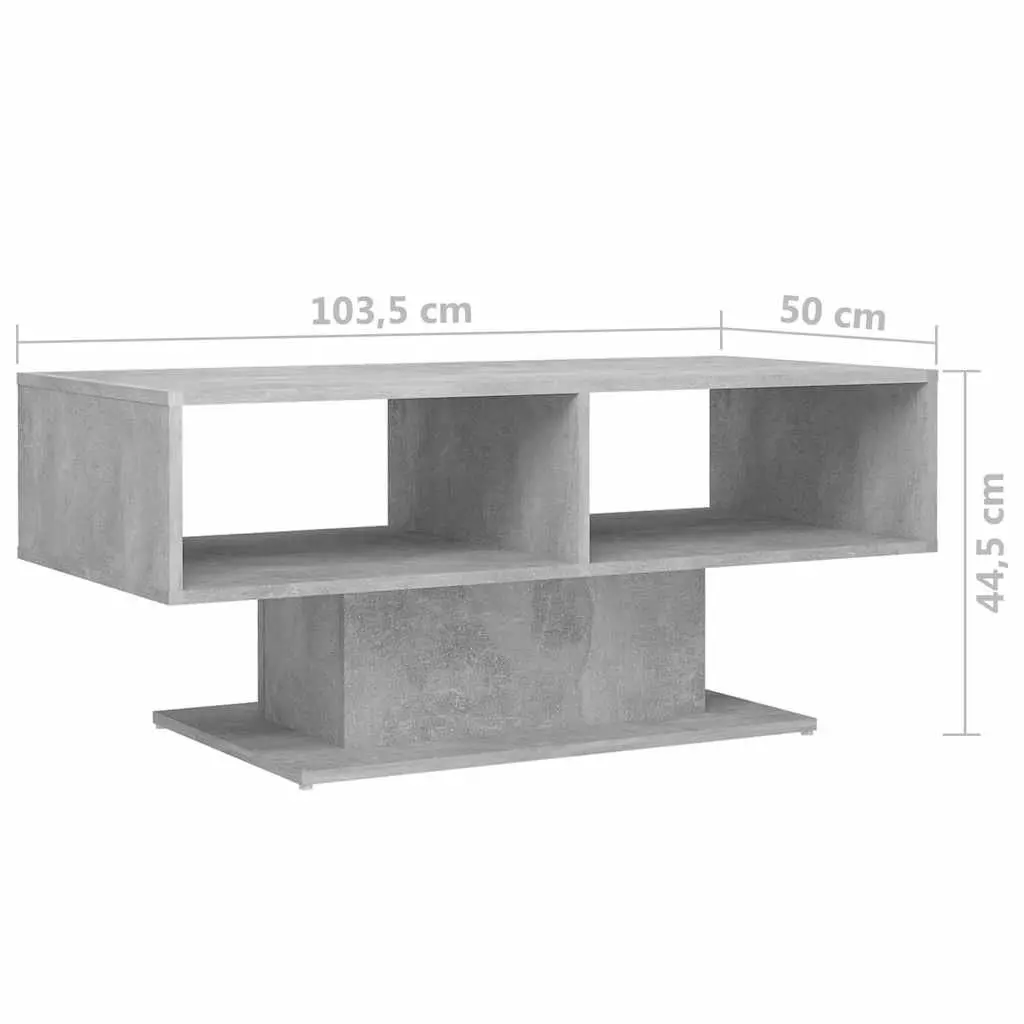 Coffee Table Grey Storage Shelf Modern Engineered Wood 103.5 x 50 x 44.5 cm