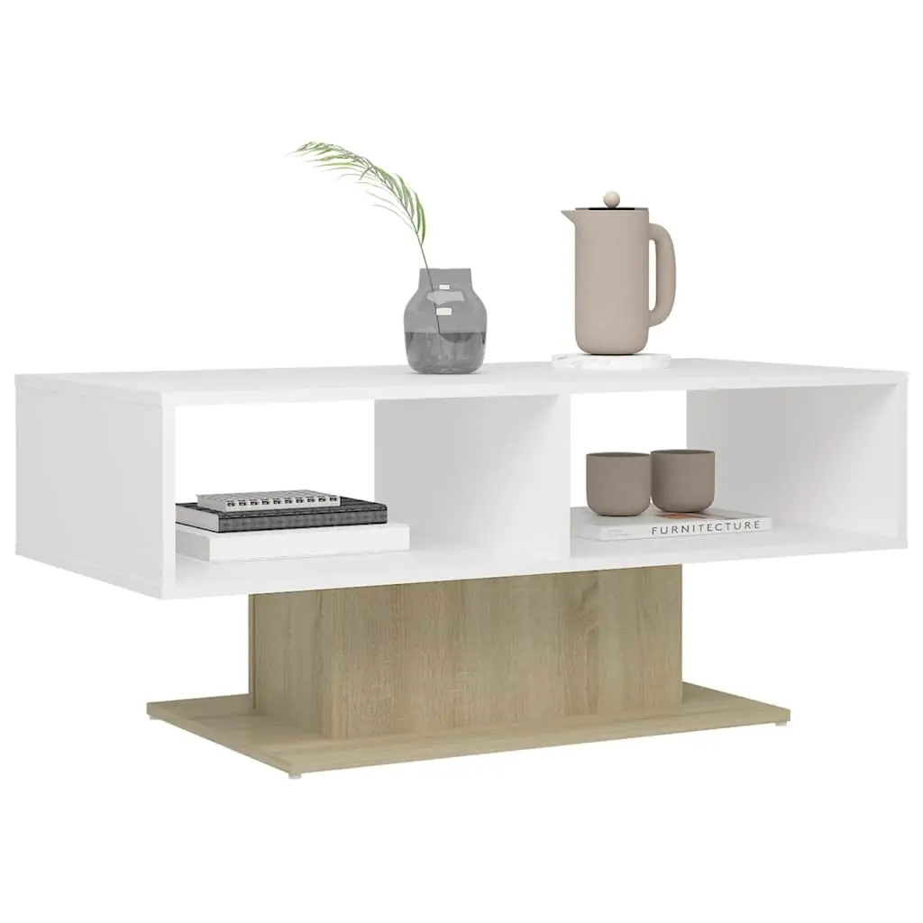 Coffee Table White Contemporary 103.5 x 50 x 44.5 cm Engineered Wood