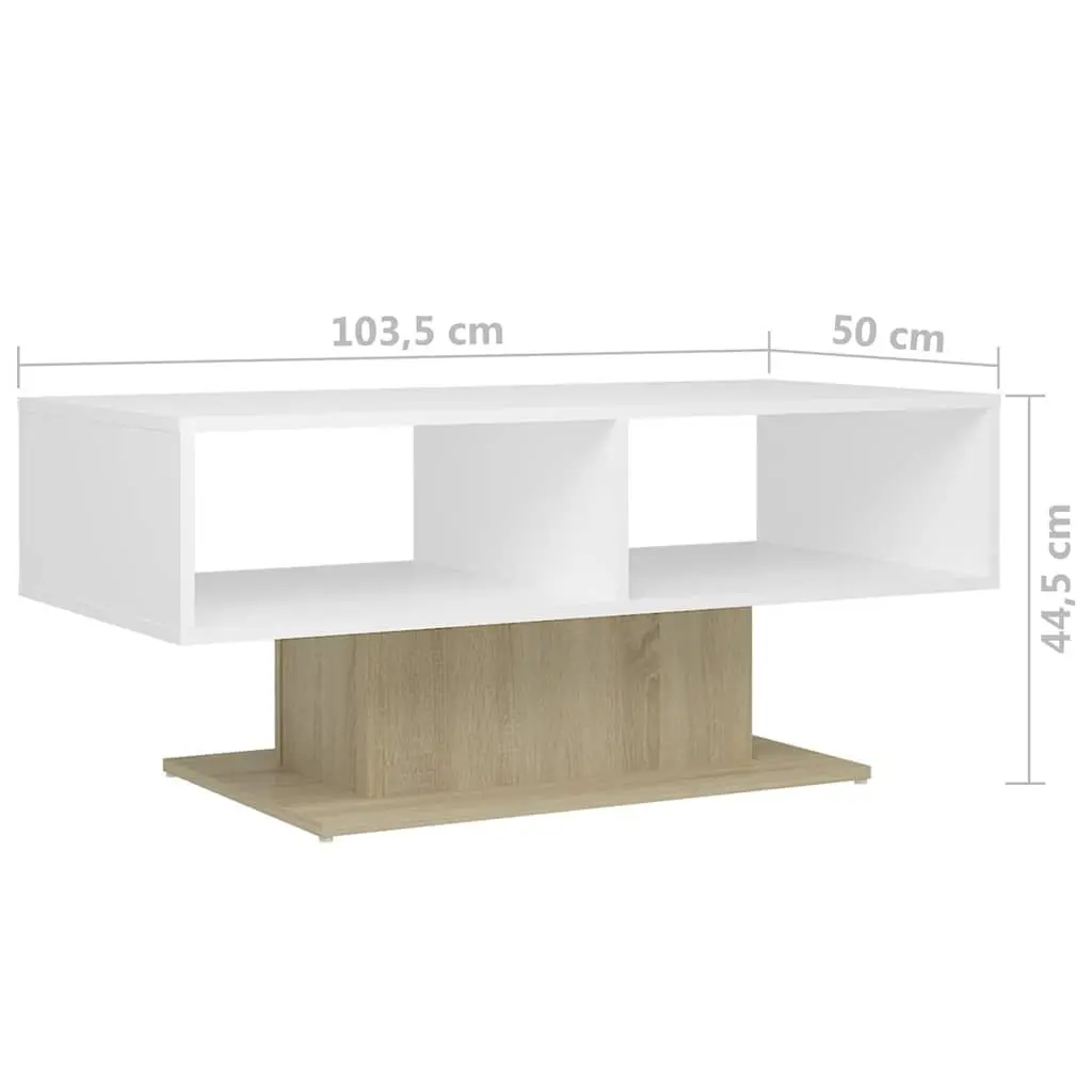 Coffee Table White Contemporary 103.5 x 50 x 44.5 cm Engineered Wood