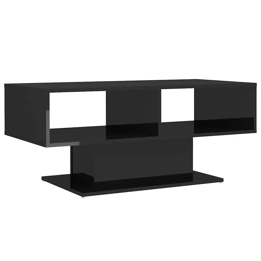 Coffee Table Black High Gloss 103.5 x 50 x 44.5 cm Engineered Wood