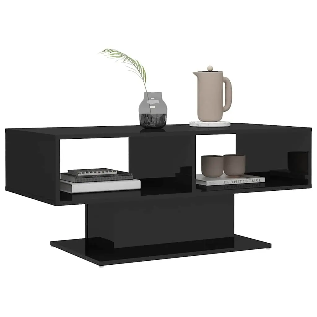Coffee Table Black High Gloss 103.5 x 50 x 44.5 cm Engineered Wood