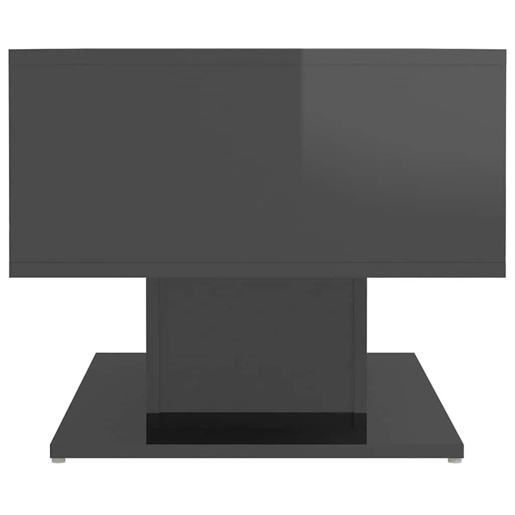 Coffee Table High Gloss Grey Engineered Wood Storage Shelf 103.5 x 50 x 44.5 cm