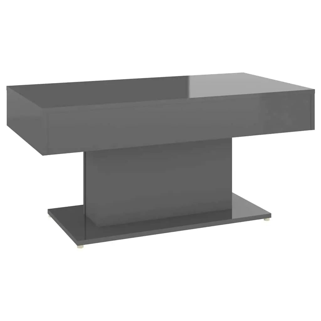 Coffee Table Engineered Wood High Gloss Grey 96x50x45cm Centre Accent
